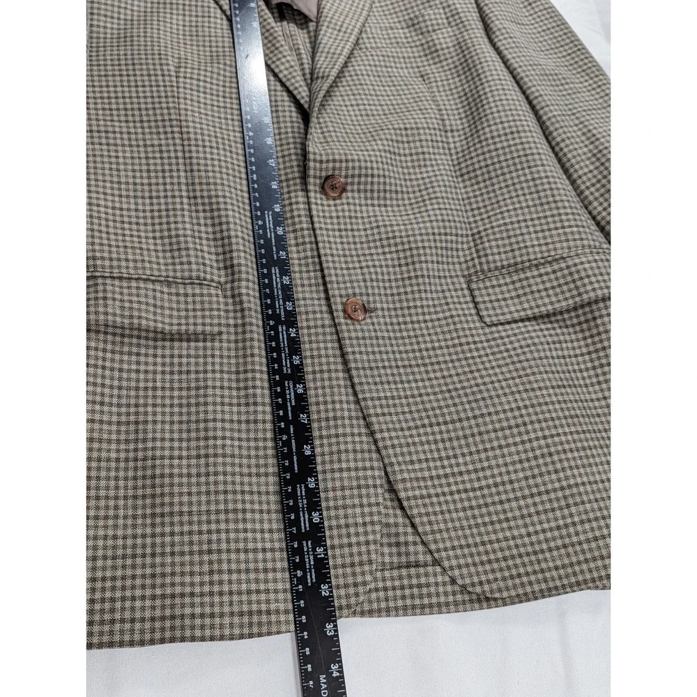 Ralph Lauren Blazer Sport Jacket Coat Silk Wool Linen Blend 44L‎ Tight Plaid EUC